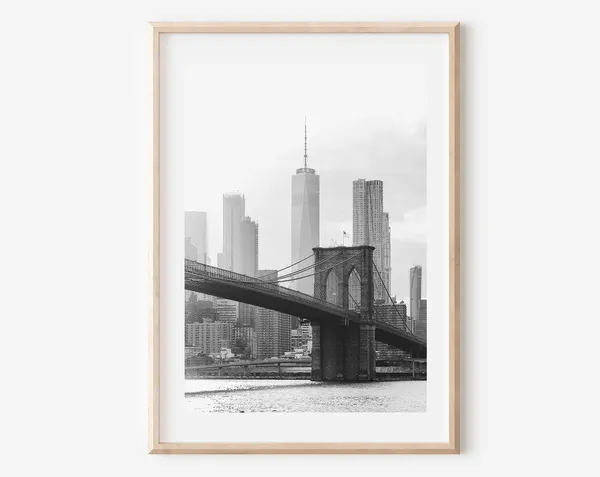 New York City Print, Brooklyn Bridge Travel Poster