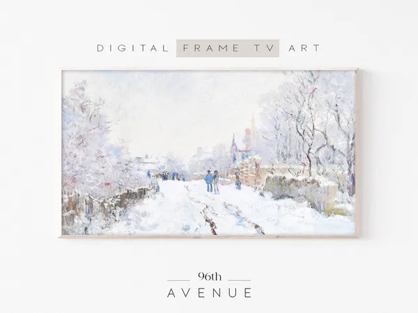 Christmas Winter Landscape, Antique Painting Art Print