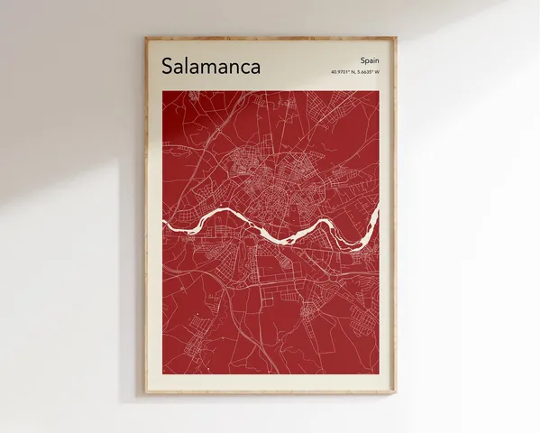 Salamanca City Map Print, Travel Wall Art