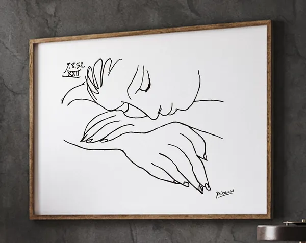Picasso Sleeping Woman Sketch Line Art Print