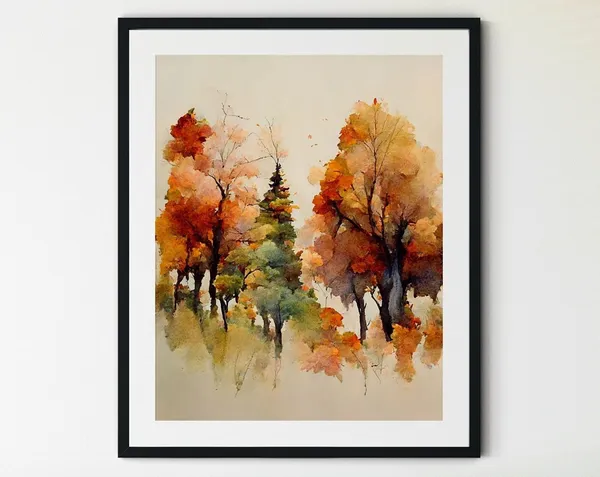 Autumn Landscape Vintage Style Wall Art Print