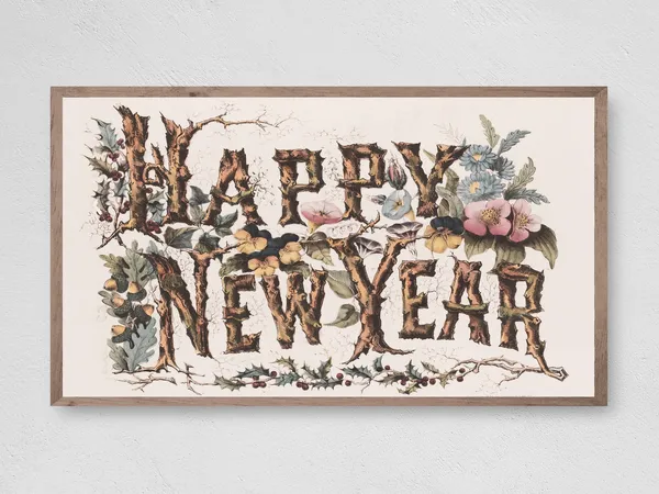 Happy New Year Natural Winter Holiday Art Print
