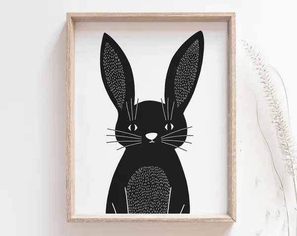 Baby Hare Minimalist Bunny Print, Nursery Decor