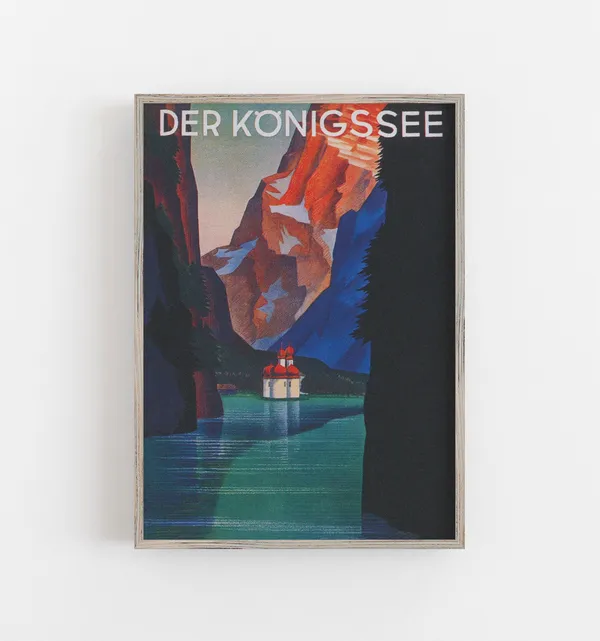 Konigssee Lake Vintage Travel Poster, Germany