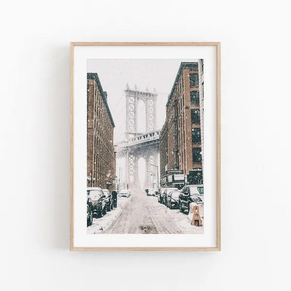 New York Cityscape Art Print, Manhattan Bridge View