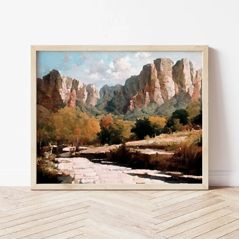 Zion National Park Utah Vintage Landscape Oil Print - Image 2
