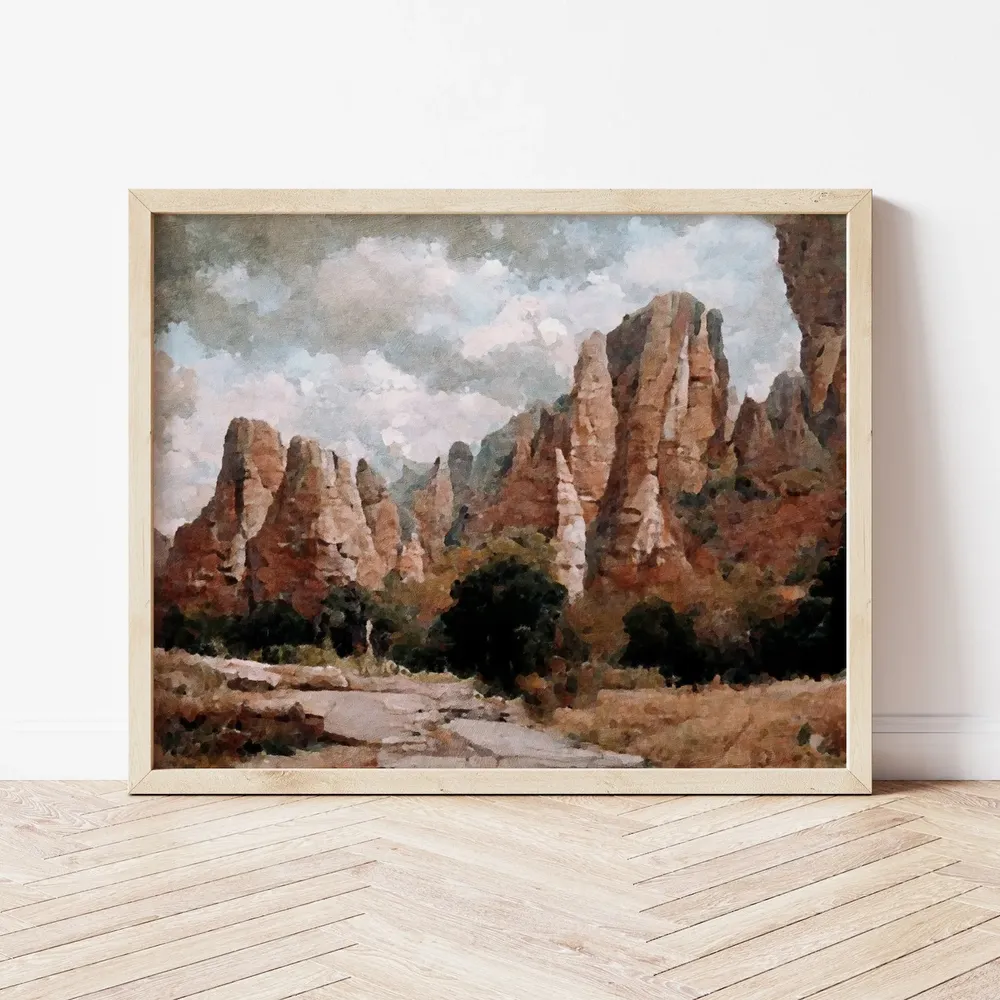 Zion National Park Vintage Landscape Art Print - Image 2