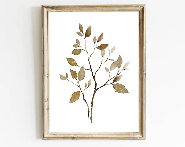 Watercolor Cottage Herbs Art Print, Farmhouse Neutral