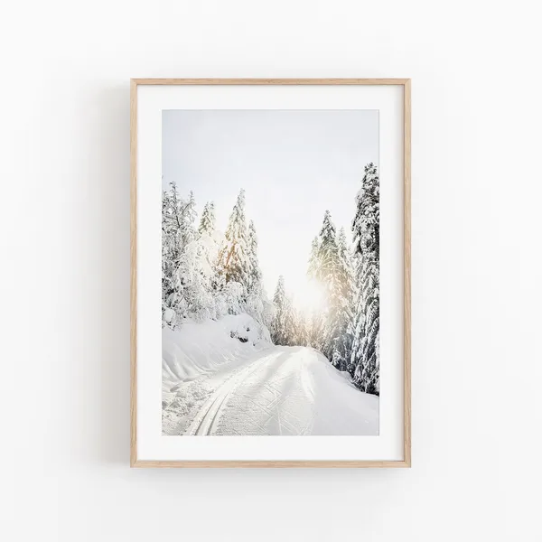 Snowy Trees Winter Wonderland Christmas Wall Art Print
