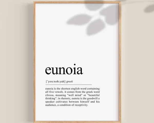 Eunoia Definition Print, Greek Inspirational Wall Art