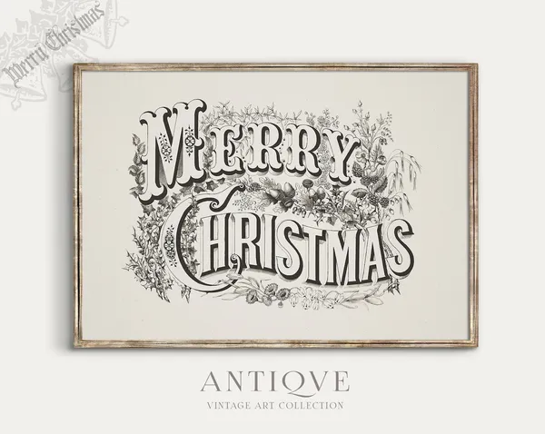 Vintage Merry Christmas Sign, Rustic Christmas Banner