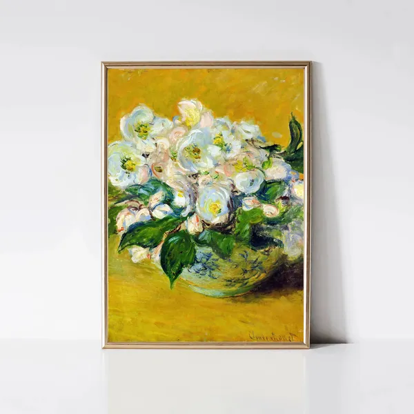 Claude Monet Christmas Roses, Vintage Floral Art Print