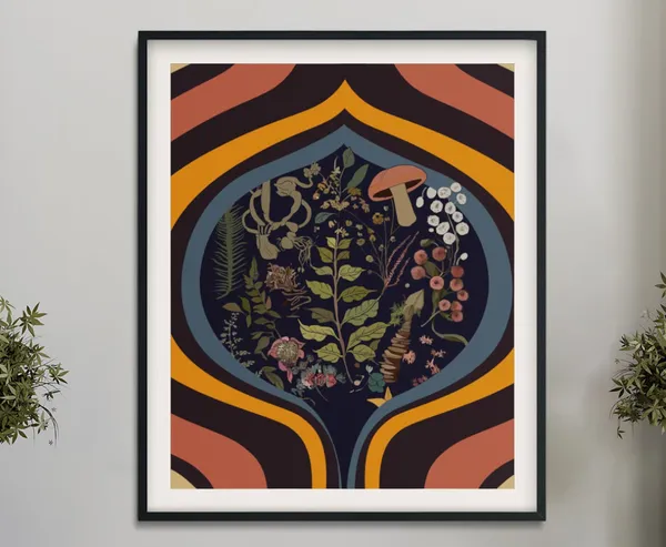 Botany Vintage Illustration, Retro Floral Art Print