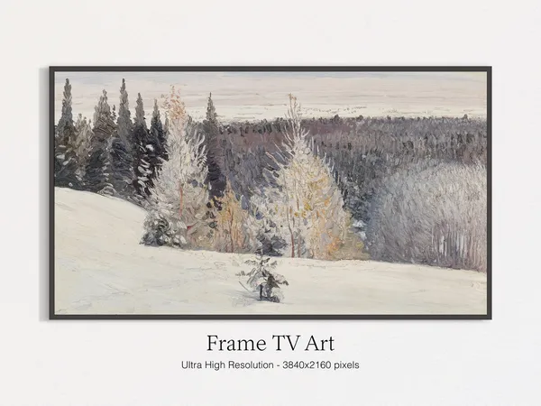 Christmas Winter Oil Landscape Vintage Art Print
