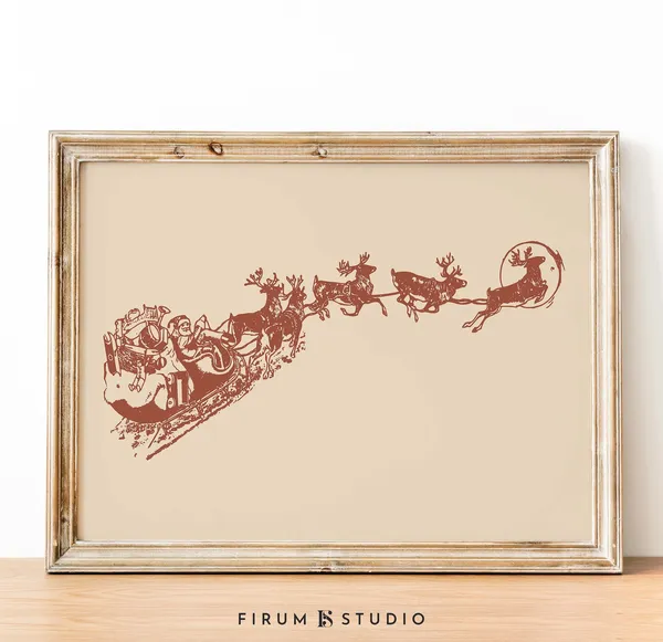 Retro Christmas Vintage Holiday Decor Art Print