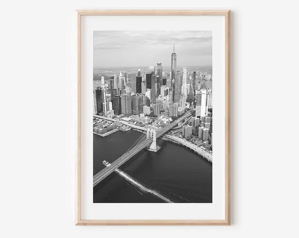 New York City Black And White Skyline Travel Poster