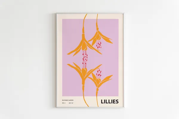 Colorful Flower Illustration Print, Abstract Botanical