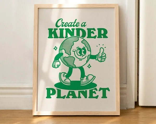 Earth Retro Character Quote Art Print, Rustic Vintage