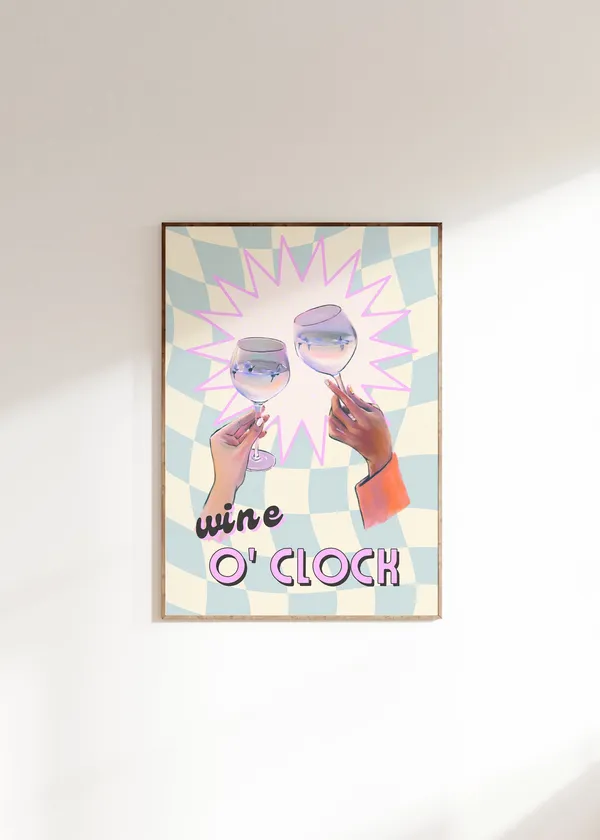 Wine O'Clock Retro Cocktail Art Print