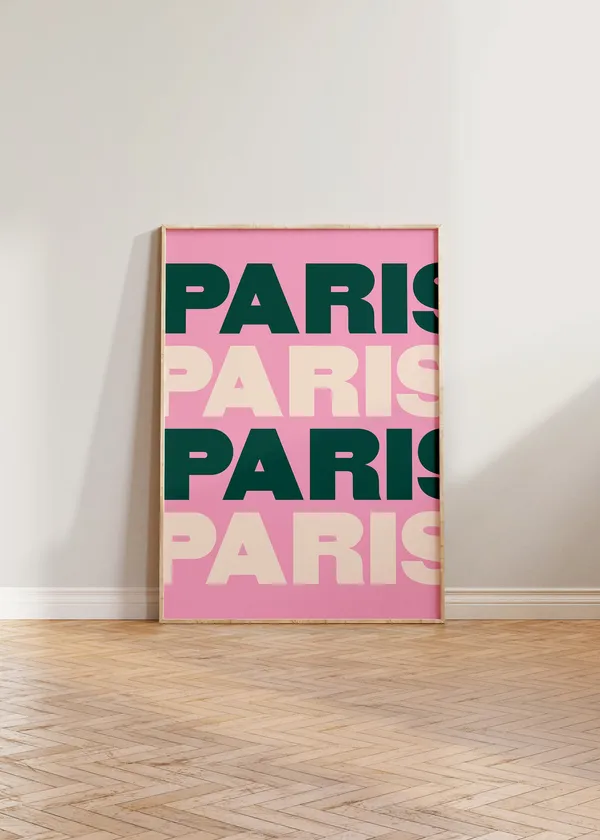 Paris Travel Print, Bold Typographic Travel Poster