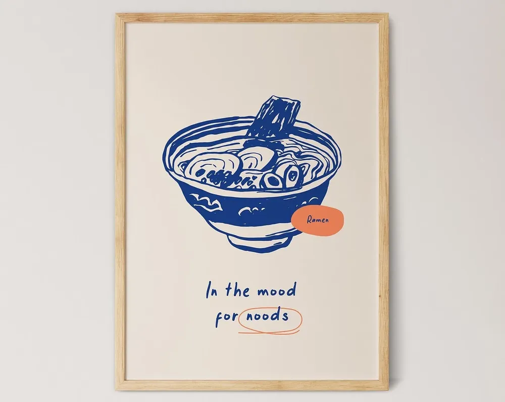 Japanese Ramen Vintage Food Poster, Kitchen Wall Art