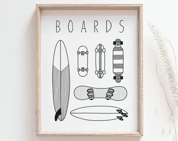 Boards Poster Print, Black And White Minimalist Art