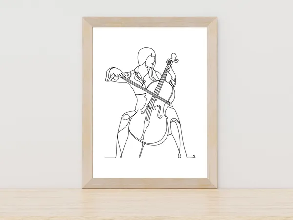 Cello Minimalist Black And White Art Print