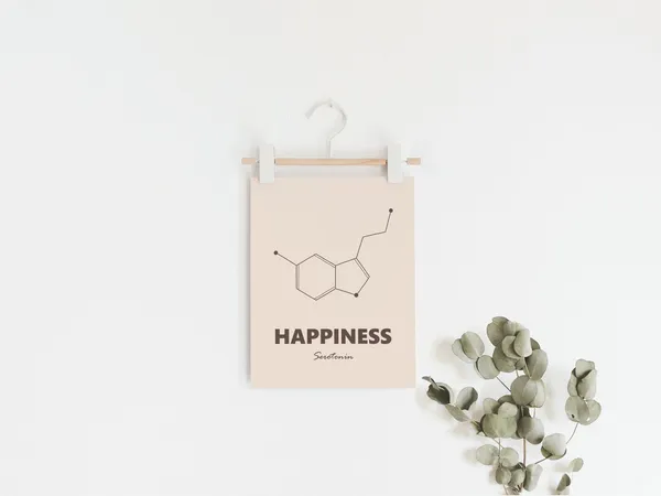 Happiness Molecule Serotonin Poster, Minimalist Decor