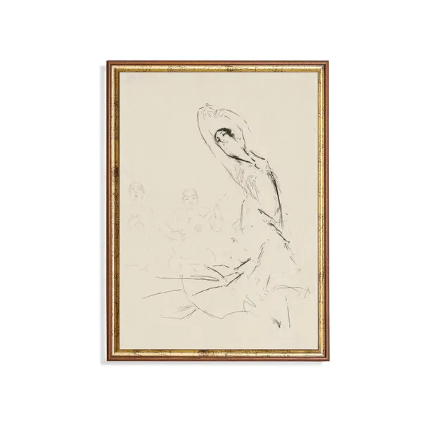 Vintage Figure Drawing, Woman Dancing Line Art Print