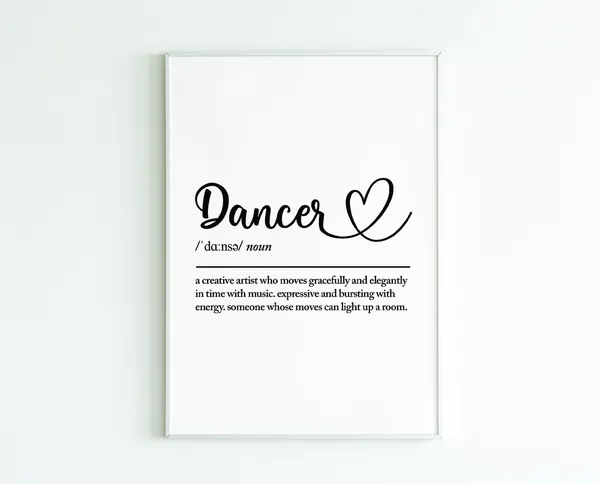 Dancer Definition Wall Art, Ballet Gifts