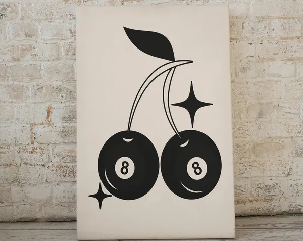 Retro 8 Ball Cherries Vintage Kitchen Art Print