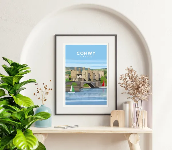 Conwy Castle Travel Poster, North Wales Wall Decor