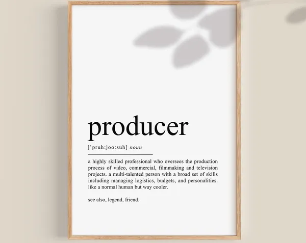Producer Definition Print, Christmas Gift Wall Art