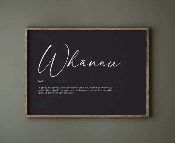 Maori Whanau Definition Print, New Zealand Family Gift
