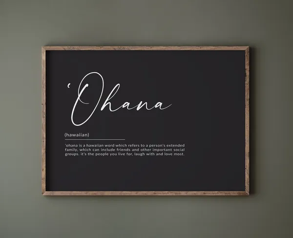 Ohana Means Family Poster, Hawaiian Family Gift