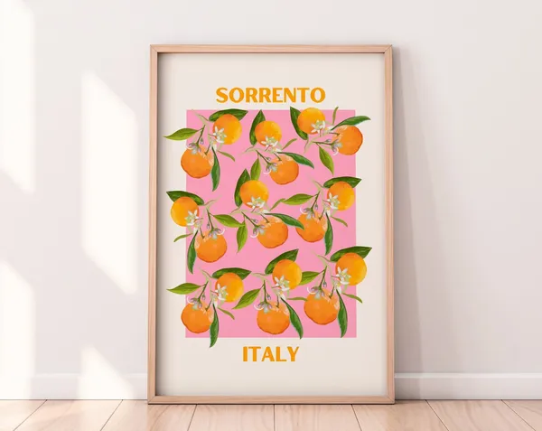 Sorrento Italy Oranges Art Print, Fruit Market