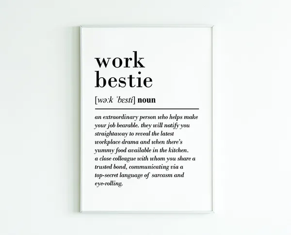 Work Bestie Definition Art Print, Coworker Gift