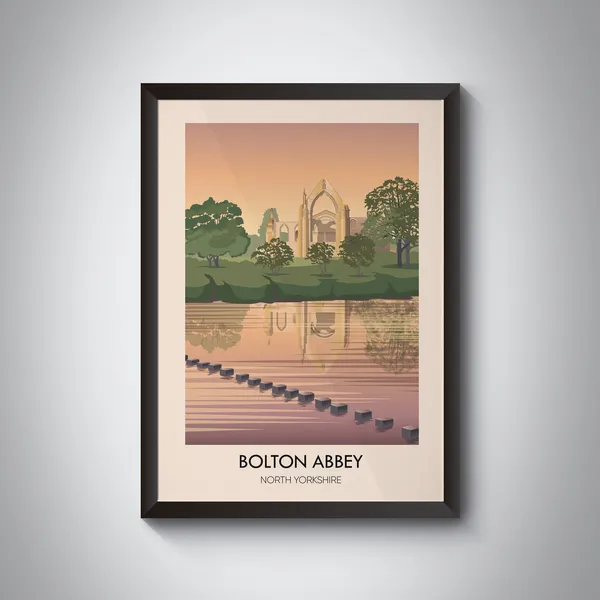 Bolton Abbey Vintage Travel Poster, North Yorkshire
