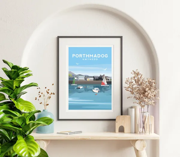 Porthmadog North Wales Travel Poster, Welsh Landscape