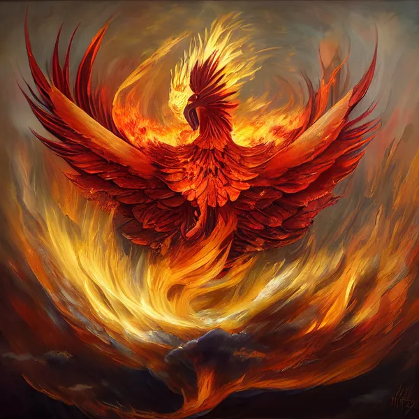 Red Phoenix Fantasy Art, Poster Print