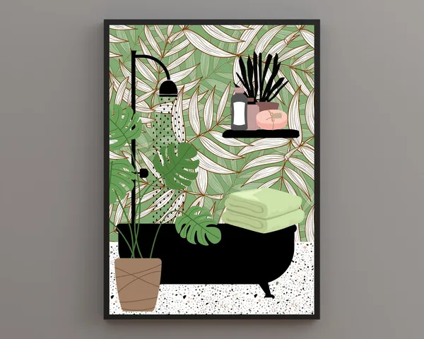 Tropical Botanical Bathroom Plant Art Print