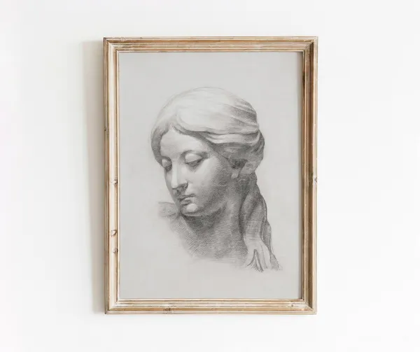 Sculpture Study Vintage Marble Bust Art Print