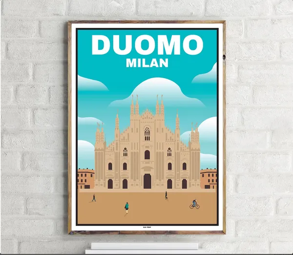 Duomo Milan Vintage Travel Poster