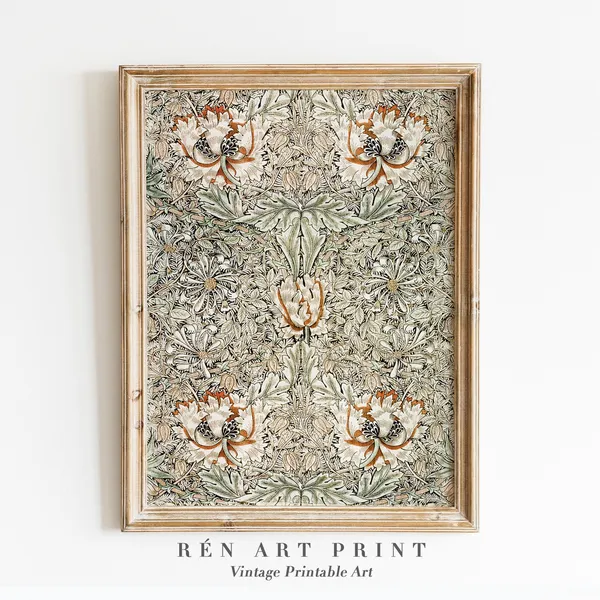 William Morris Textile Floral Art Print, Modern Farmhouse