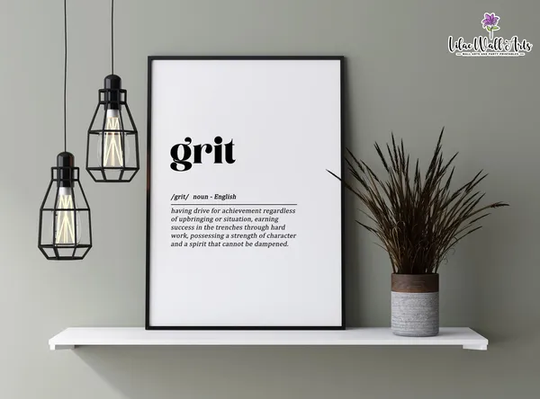 Grit Definition Dictionary Art, Home Office Poster