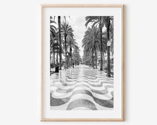 Alicante Spain City Print, Black And White Travel Poster
