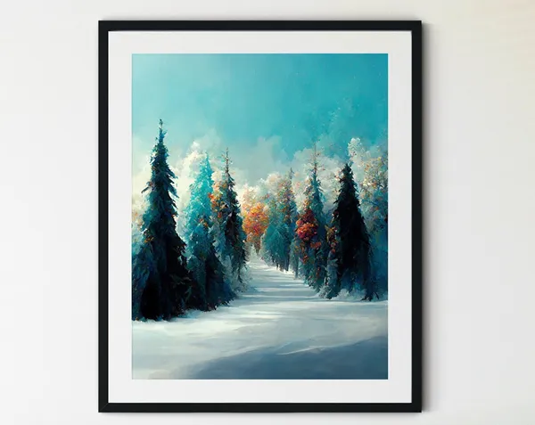Forest Winter Landscape Watercolor Art Print