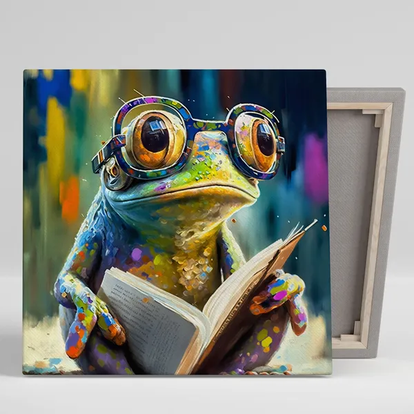 Rainbow Frog With Glasses Custom Nursery Wall Art Print