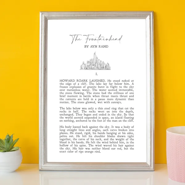 The Fountainhead Minimalist Literary Quote Art Print