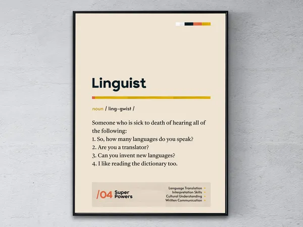 Linguist Definition Poster, Funny Modern Office Print